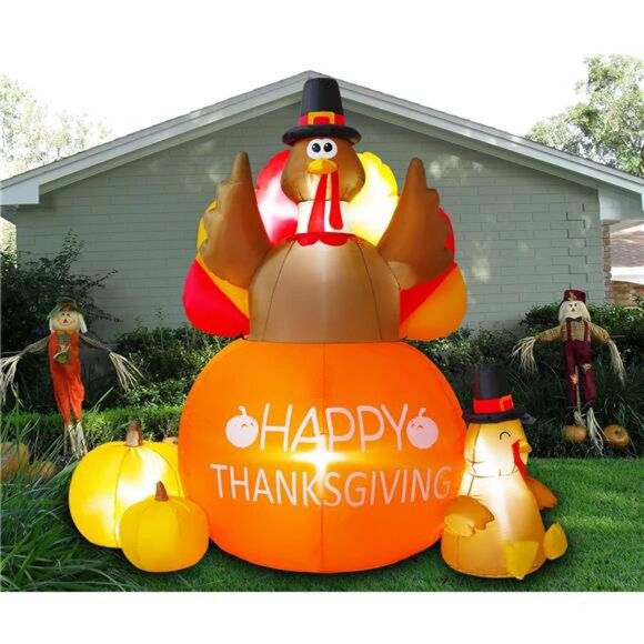Thanksgiving Inflatables Turkey Outdoor Decorations - Blow Up Turkey Inflatable - Picture 5 of 8